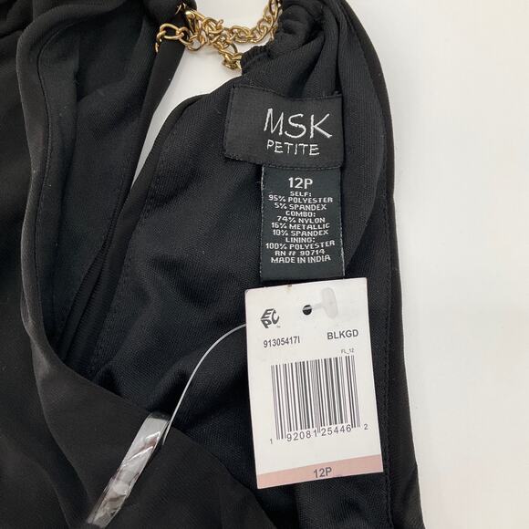 MSK Petite Gold Sequined Sleeveless Halter Wide Leg Jumpsuit 12P - Picture 7 of 7